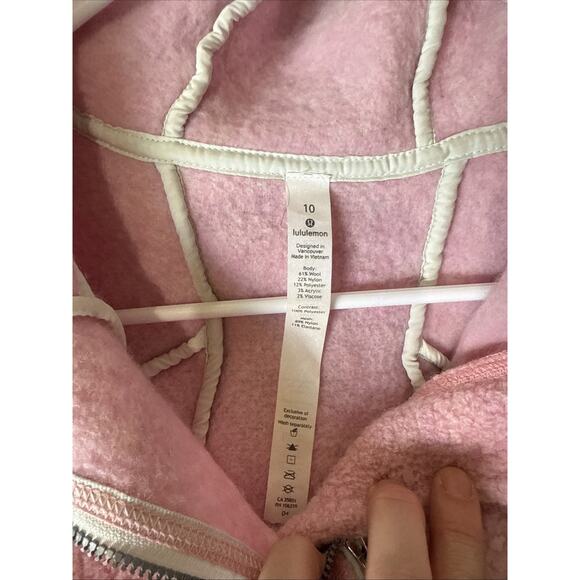 Lululemon size 10 pink wool hoodie jacket Silver Zipper Soft Comfy - Picture 5 of 7
